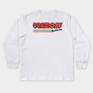 Fremont California / Retro Typography Apparel Kids Long Sleeve T-Shirt